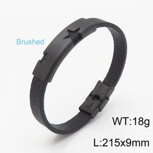 Stainless Steel Leather Bracelet - KB148931-KLHQ