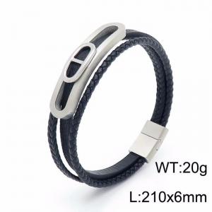 Stainless Steel Leather Bracelet - KB149375-KLHQ