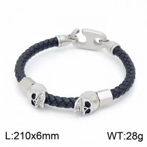 Stainless Steel Leather Bracelet - KB149380-KLHQ