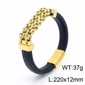 Stainless Steel Leather Bracelet - KB149425-KFC