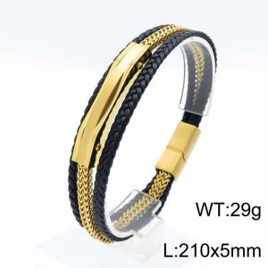 Stainless Steel Leather Bracelet - KB149476-KLHQ