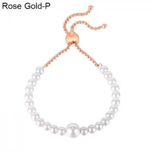 Stainless Steel Rose Gold-plating Bracelet - KB150097-WGMB