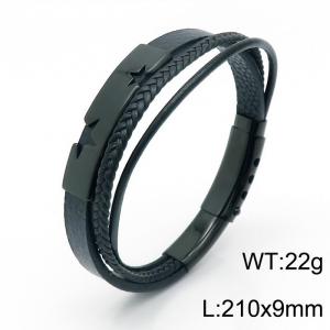 Stainless Steel Leather Bracelet - KB150258-KLHQ