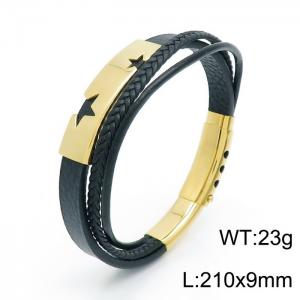 Stainless Steel Leather Bracelet - KB150259-KLHQ