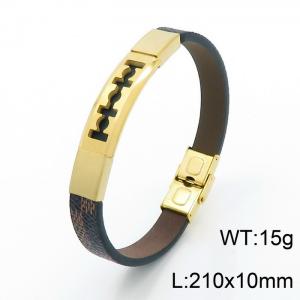 Stainless Steel Leather Bracelet - KB150260-KLHQ