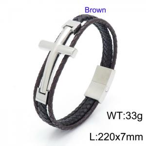 Stainless Steel Leather Bracelet - KB150647-KFC