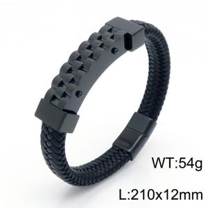 Stainless Steel Leather Bracelet - KB151033-KFC