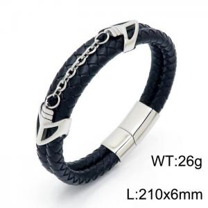 Stainless Steel Leather Bracelet - KB151508-YY