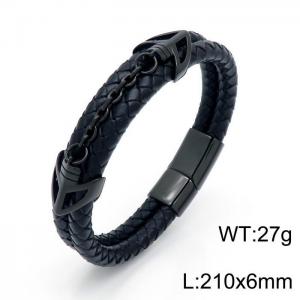 Stainless Steel Leather Bracelet - KB151509-YY