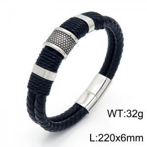 Stainless Steel Leather Bracelet - KB151512-YY