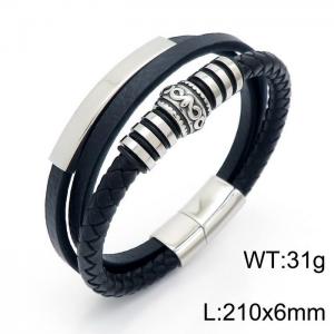 Stainless Steel Leather Bracelet - KB151519-YY