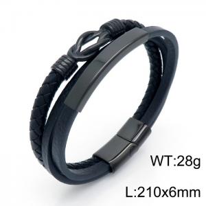 Stainless Steel Leather Bracelet - KB151523-YY