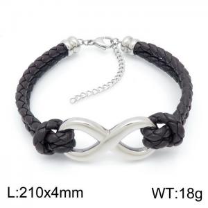 Stainless Steel Leather Bracelet - KB151528-YY