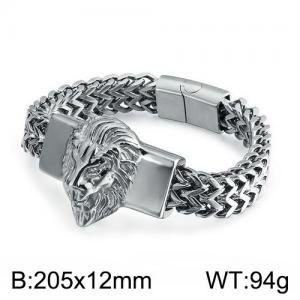 Stainless Steel Doub le Cuban Link Lion Bracelet(Men) - KB152056-KFC