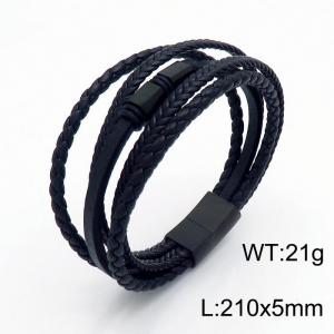 Stainless Steel Leather Bracelet - KB153073-YY