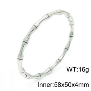 Steel color concealed buckle bamboo link bracelet with high rise polished knots - KB153856-KLX