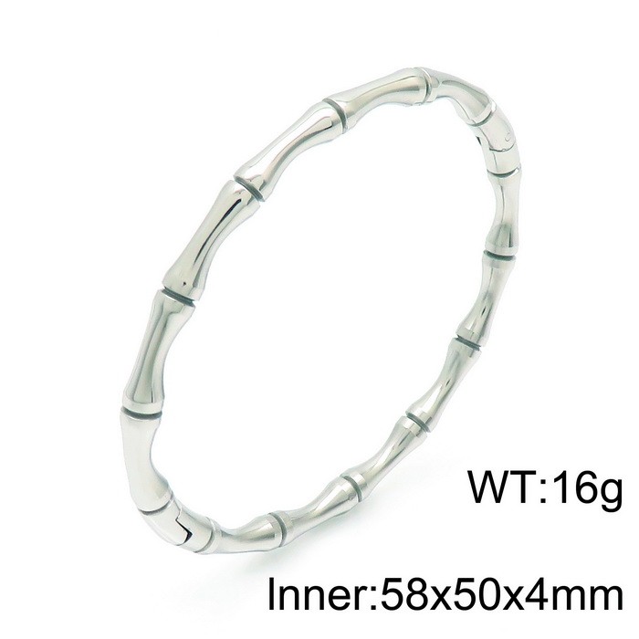 Steel color concealed buckle bamboo link bracelet with high rise polished knots