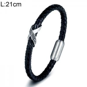 Stainless Steel Leather Bracelet - KB154704-WGYY