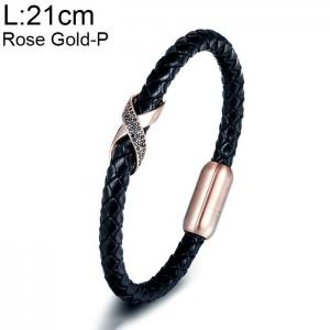 Stainless Steel Leather Bracelet - KB154708-WGYY