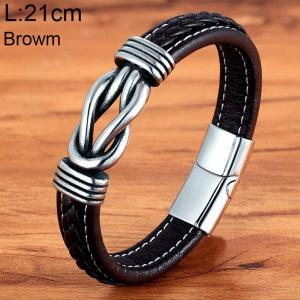 Stainless Steel Leather Bracelet - KB154737-WGYY