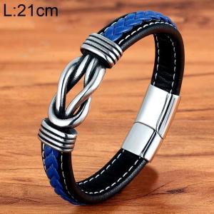 Stainless Steel Leather Bracelet - KB154740-WGYY