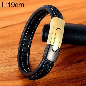 Stainless Steel Leather Bracelet - KB154836-WGYY