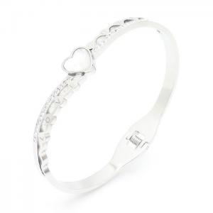 Stainless Steel Stone Bangle - KB155435-SP