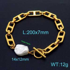 Stainless Steel Gold-plating Bracelet - KB155779-Z