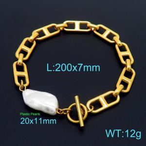 Stainless Steel Gold-plating Bracelet - KB155787-Z