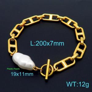 Stainless Steel Gold-plating Bracelet - KB155789-Z