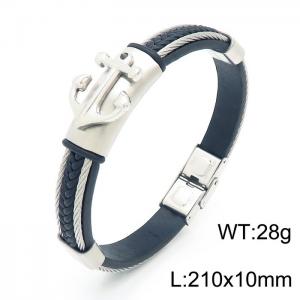 Stainless Steel Leather Bracelet - KB156588-KLHQ