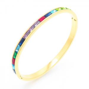 Stainless Steel Stone Bangle - KB156802-SP