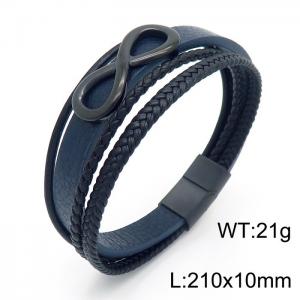 Stainless Steel Leather Bracelet - KB156941-KLHQ