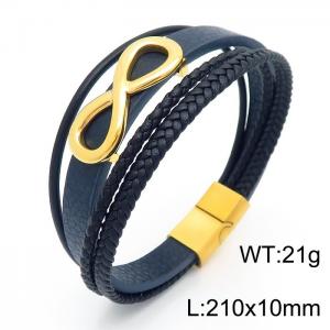 Stainless Steel Leather Bracelet - KB156942-KLHQ