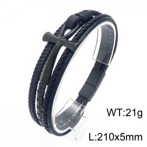 Stainless Steel Leather Bracelet - KB156943-KLHQ