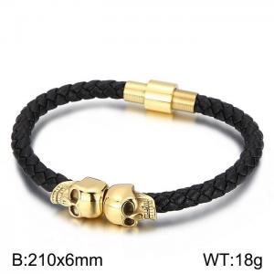 Stainless Steel Leather Bracelet - KB157292-WGOS