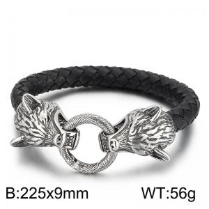 Stainless Steel Leather Bracelet - KB157907-K