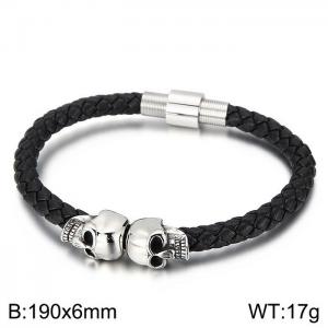 Stainless Steel Leather Bracelet - KB158005-WGOS