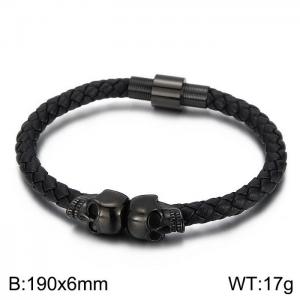 Stainless Steel Leather Bracelet - KB158007-WGOS