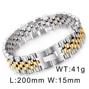 Men's gold wide watch chain bracelet - KB15848
