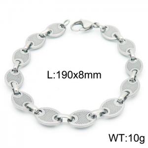 8mm=19cm=Fashion design stainless steel pressure point pig nose chain women's luxury chain silvery bracelet - KB160645-Z