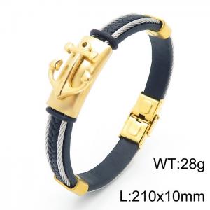Stainless Steel Leather Bracelet - KB161160-KLHQ