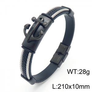 Stainless Steel Leather Bracelet - KB161161-KLHQ
