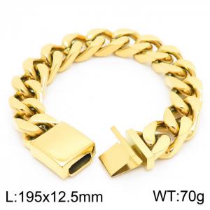 Hip Hop Miami Cuban chain Glossy Trendy Domineering Thick Gold-plating bracelet - KB161365-KFC