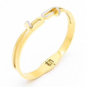 Stainless Steel Stone Bangle - KB162334-SP