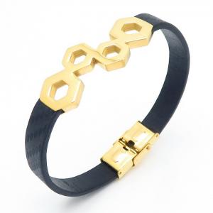 Stainless Steel Leather Bracelet - KB162374-YY