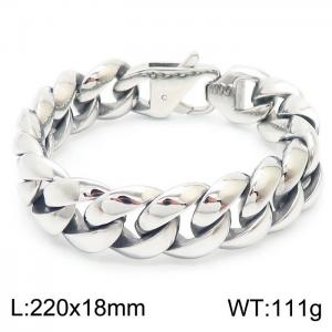 Polished stainless steel day button Cuban chain men's bracelet - KB163102-KJX