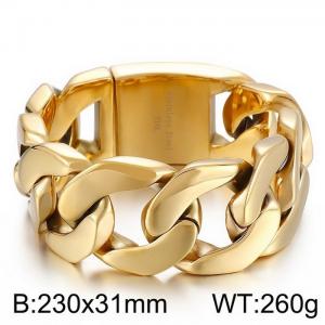 European and American fashion vacuum gilded titanium steel men's coarse Cuban chain bracelet - KB163312-KJX
