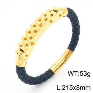 Personalized Stainless Steel Braided Rope Charm magnetic button leather Bracelets - KB163622-KFC