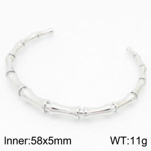 5mm Polished Bamboo Bangle Women Stainless Steel 304 Silver Color - KB163736-KFC